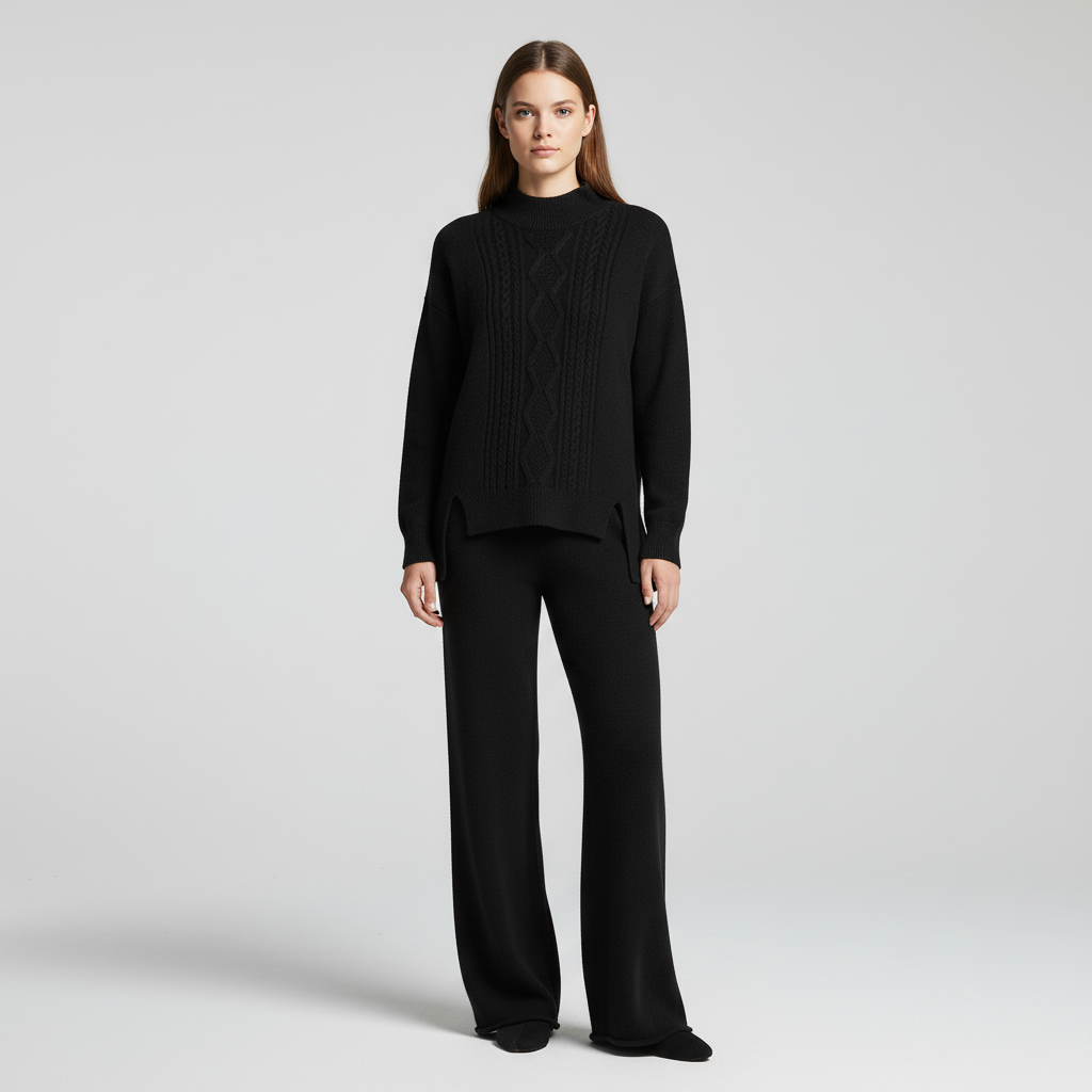 Women's Cashmere Loungewear Set | Pullover & Wide-Leg Trousers | Relaxed Fit | Steven & Levon