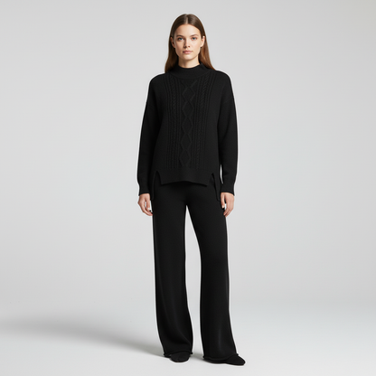 Women's Cashmere Loungewear Set | Pullover & Wide-Leg Trousers | Relaxed Fit | Steven & Levon