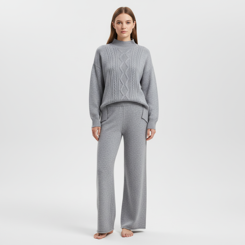 Women's Cashmere Loungewear Set | Pullover & Wide-Leg Trousers | Relaxed Fit | Steven & Levon