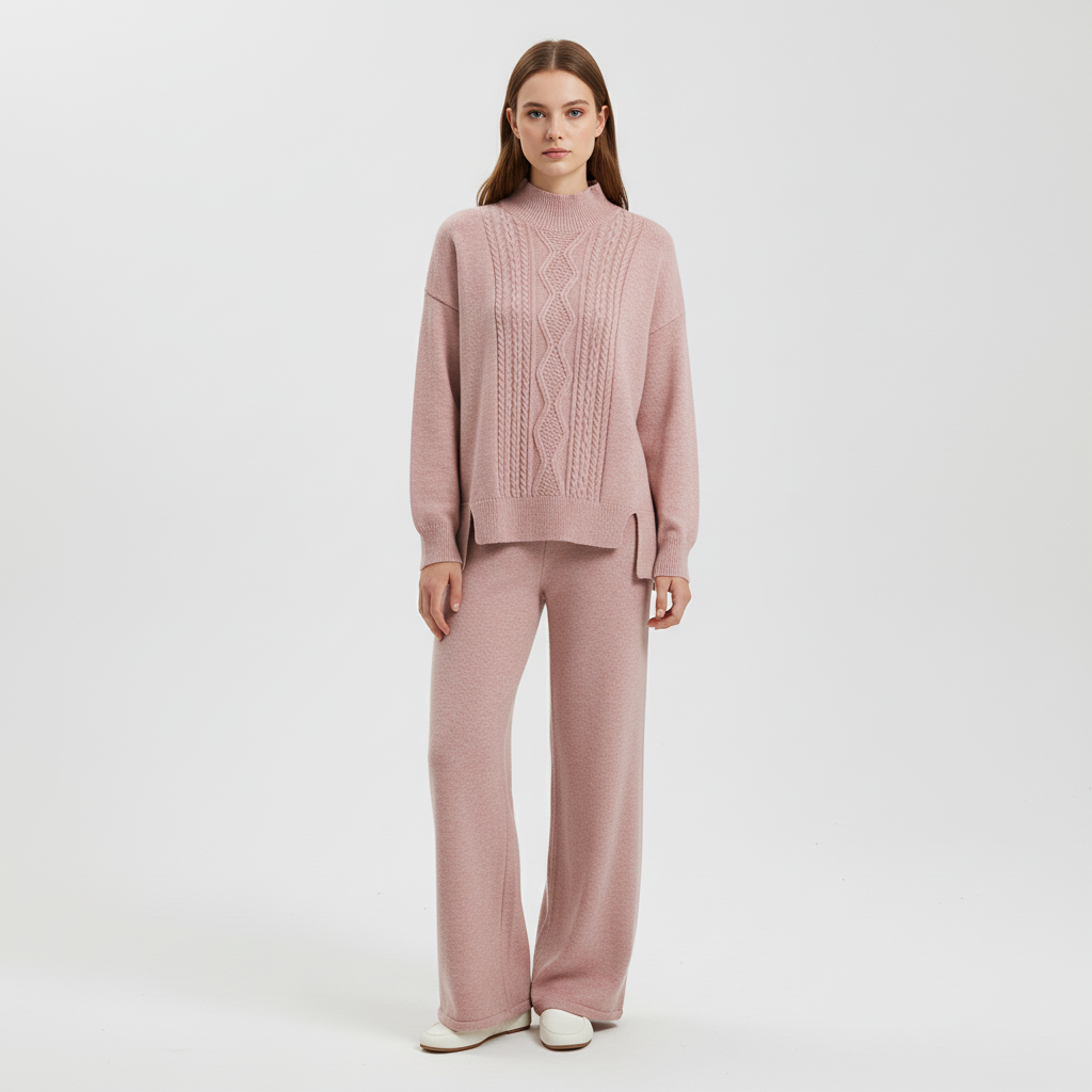 Women's Cashmere Loungewear Set | Pullover & Wide-Leg Trousers | Relaxed Fit | Steven & Levon