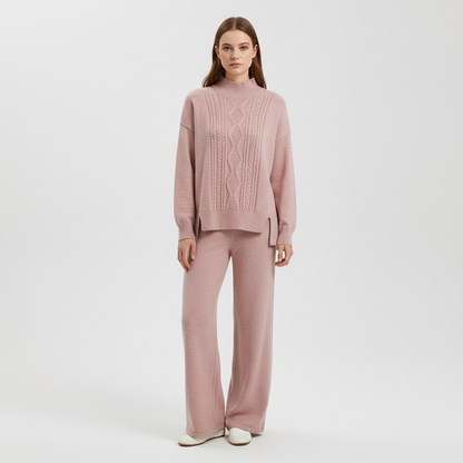 Women's Cashmere Loungewear Set | Pullover & Wide-Leg Trousers | Relaxed Fit | Steven & Levon