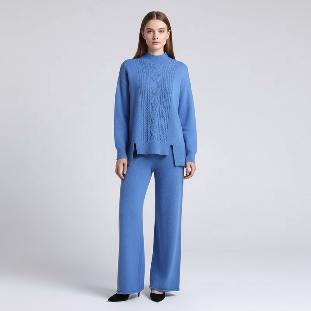 Women's Cashmere Loungewear Set | Pullover & Wide-Leg Trousers | Relaxed Fit | Steven & Levon