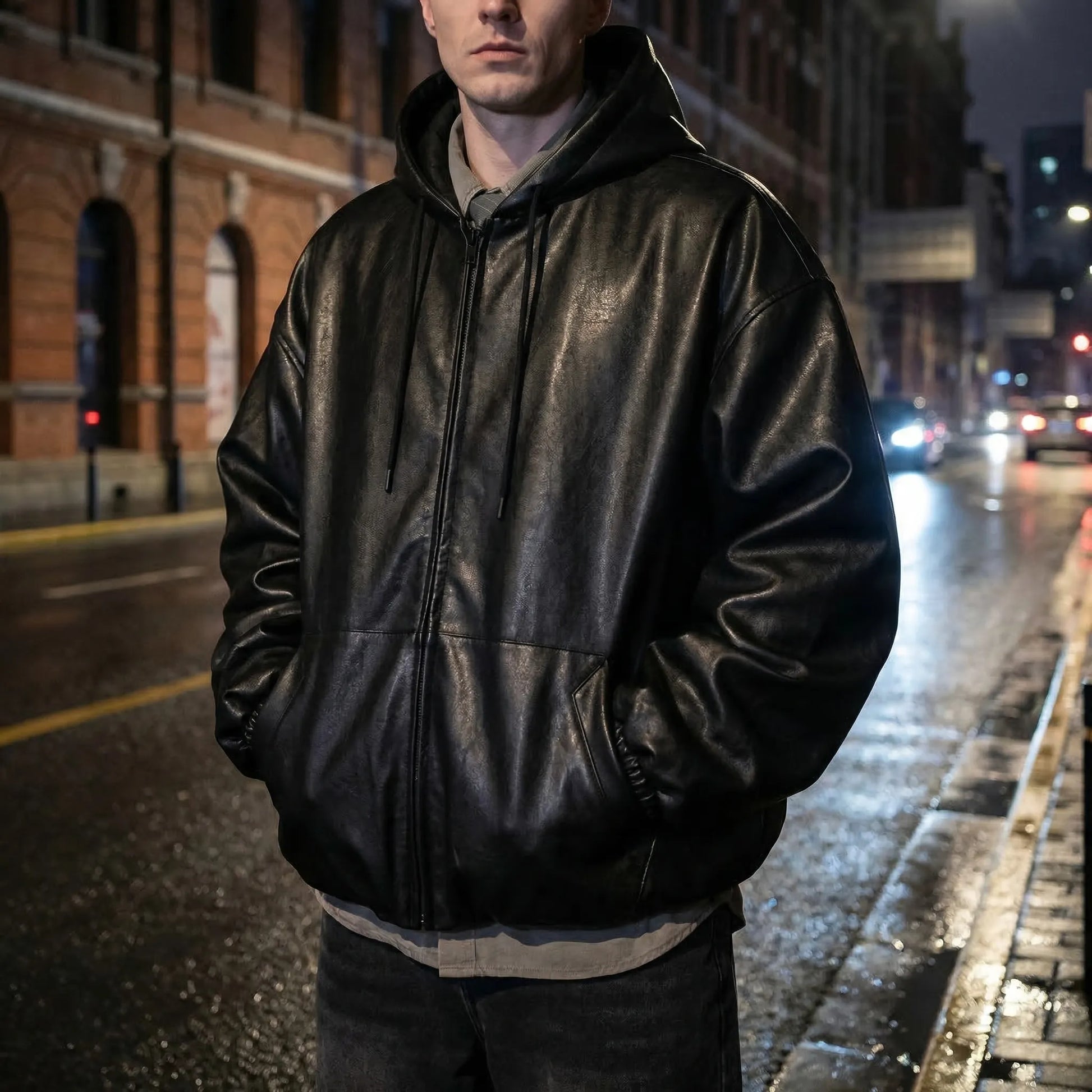 Hoodrix - Oversized Hooded Zip-Up Jacket  Casual Everyday Wear