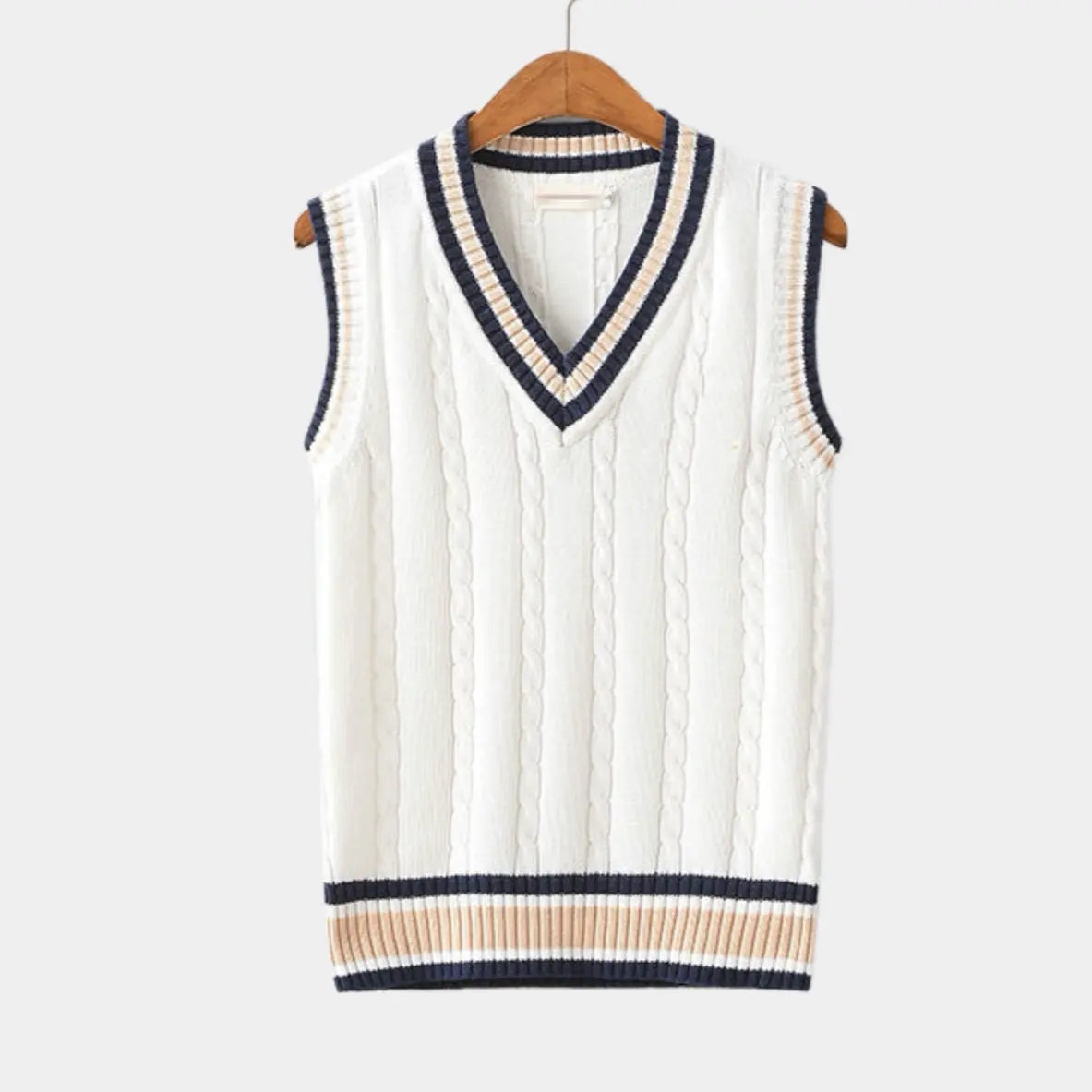 Knitted Sweater Vest | Men | V Neck Ribbed Trim | Regular Fit Layering Top | Steven & Levon