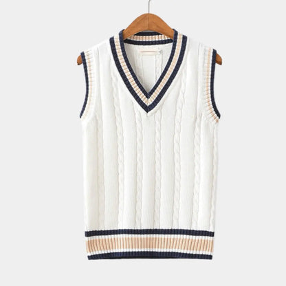 Knitted Sweater Vest | Men | V Neck Ribbed Trim | Regular Fit Layering Top | Steven & Levon
