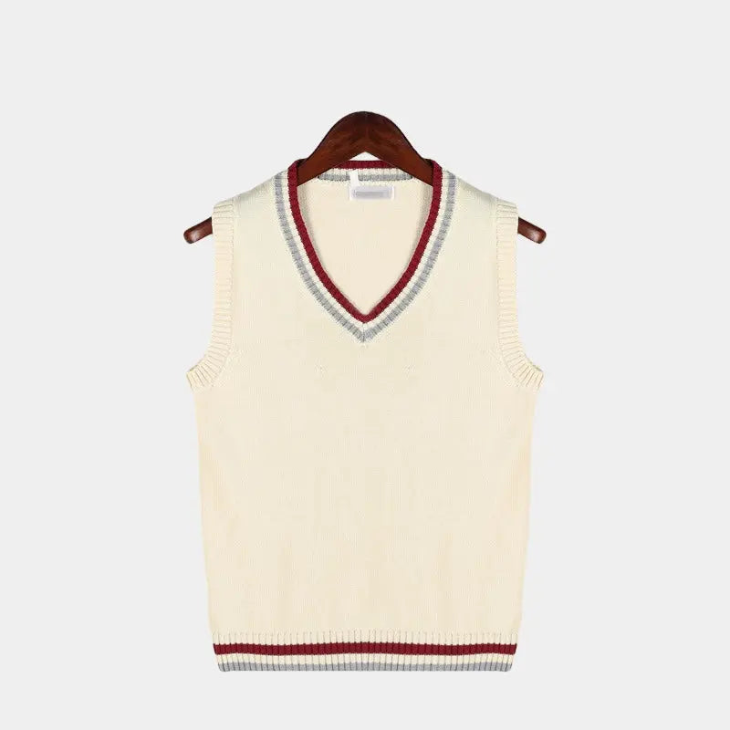Knitted Sweater Vest | Men | V Neck Ribbed Trim | Regular Fit Layering Top | Steven & Levon