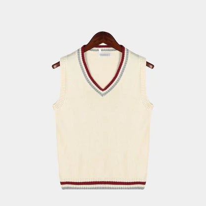 Knitted Sweater Vest | Men | V Neck Ribbed Trim | Regular Fit Layering Top | Steven & Levon