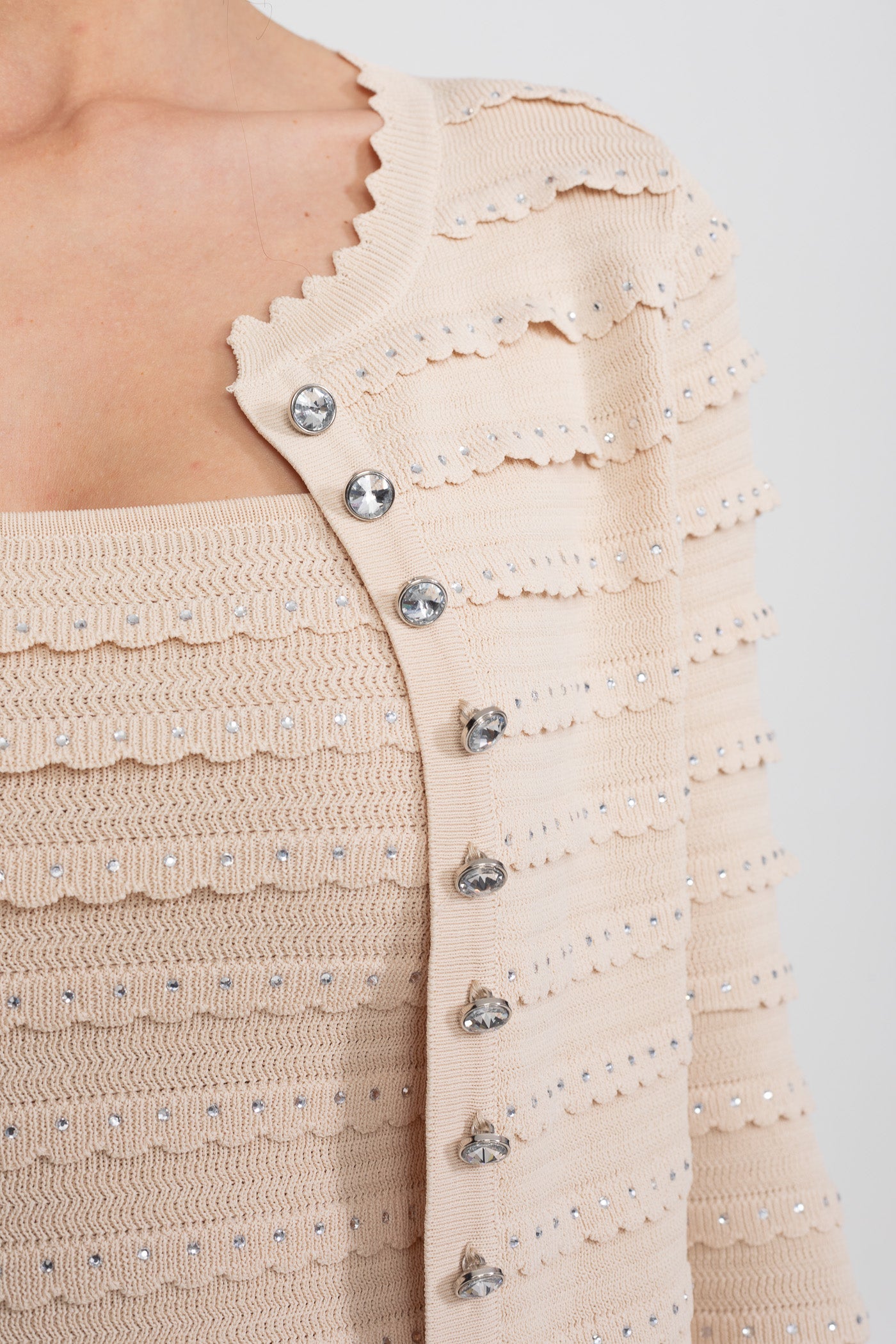 Textured Knit 3-Piece Set | Women | Blazer Top & Midi Skirt | Beige | Steven & Levon
