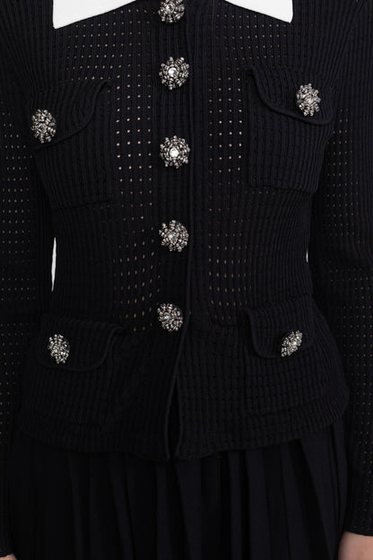 Open Knit Cardigan & Pleated Midi Skirt Co-Ord Set | Women | Black | Steven & Levon