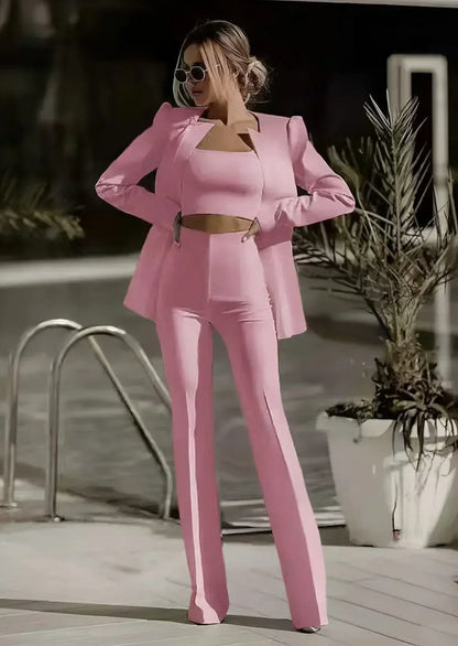Women's 3-Piece Blazer Set | Sleeveless Top & Trousers | Tailored Fit | Steven & Levon