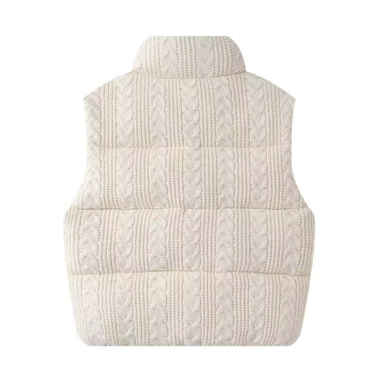 Women's Knitted Vest Jacket | Beige | Sleeveless | Solid Casual Streetwear | Steven & Levon