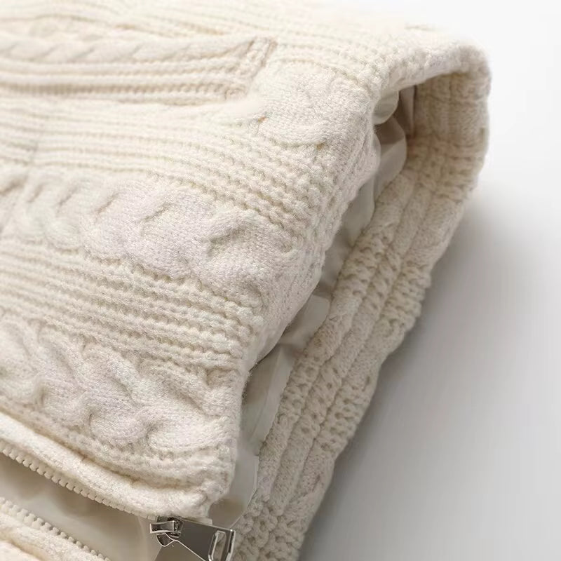 Women's Knitted Vest Jacket | Beige | Sleeveless | Solid Casual Streetwear | Steven & Levon