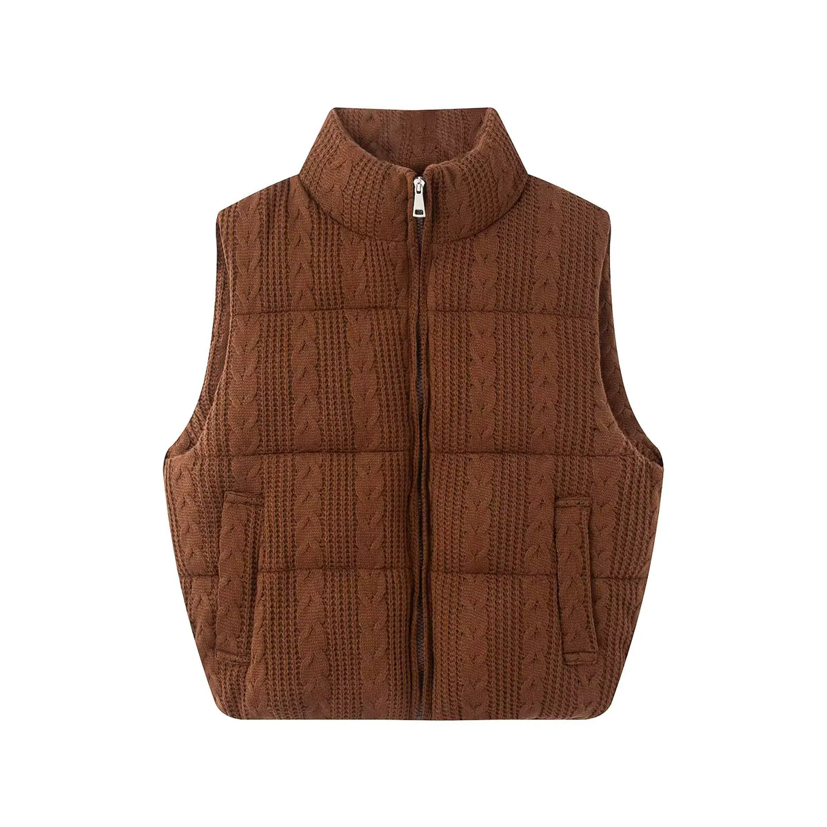 Women's Knitted Vest Jacket | Beige | Sleeveless | Solid Casual Streetwear | Steven & Levon
