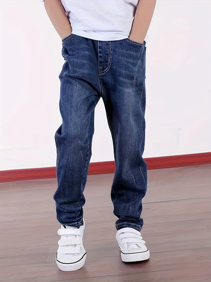 Kids Relaxed Fit Denim Jeans | Boys | Elastic Waist | Casual Everyday Pants | Steven & Levon