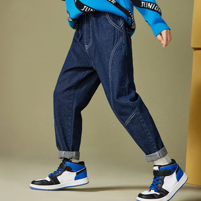 Kids Relaxed Fit Denim Jeans | Boys | Elastic Waist | Casual Everyday Pants | Steven & Levon