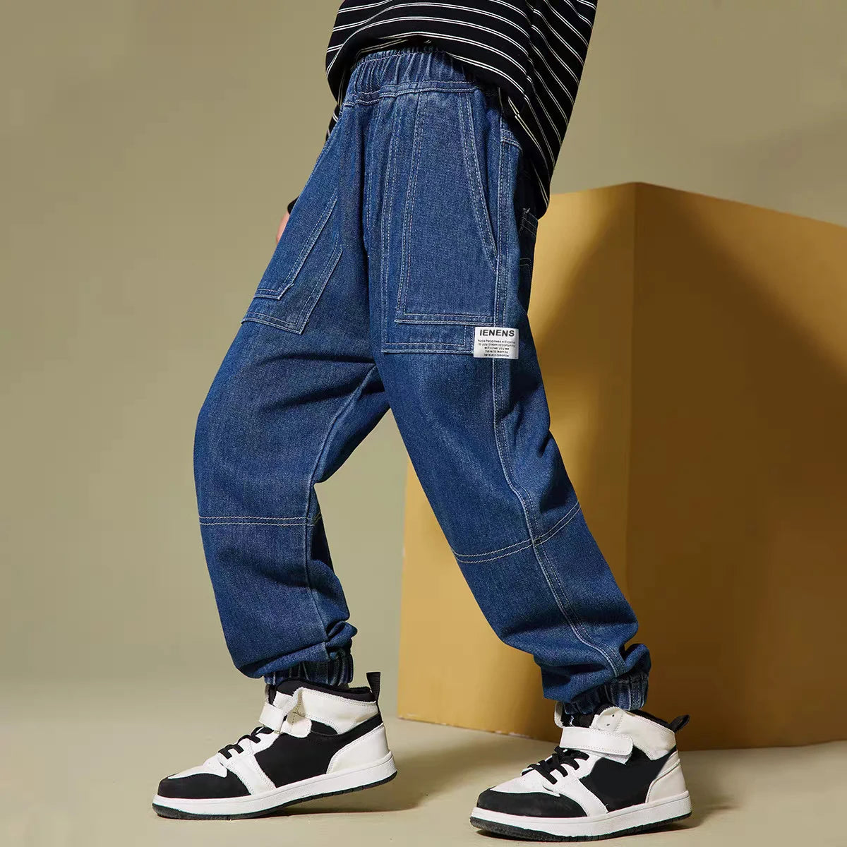 Kids Relaxed Fit Denim Jeans | Boys | Elastic Waist | Casual Everyday Pants | Steven & Levon
