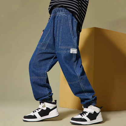 Kids Relaxed Fit Denim Jeans | Boys | Elastic Waist | Casual Everyday Pants | Steven & Levon