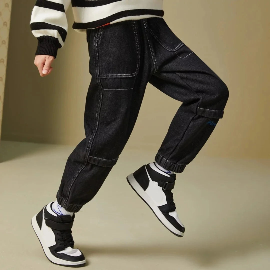 Kids Relaxed Fit Denim Jeans | Boys | Elastic Waist | Casual Everyday Pants | Steven & Levon