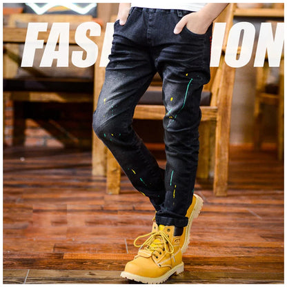 Kids Relaxed Fit Denim Jeans | Boys | Elastic Waist | Casual Everyday Pants | Steven & Levon