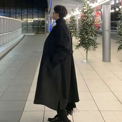 Wool Blend Overcoat | Men Peacoat | Loose Fit Single Breasted Korean Style Autumn Coat | Steven & Levon