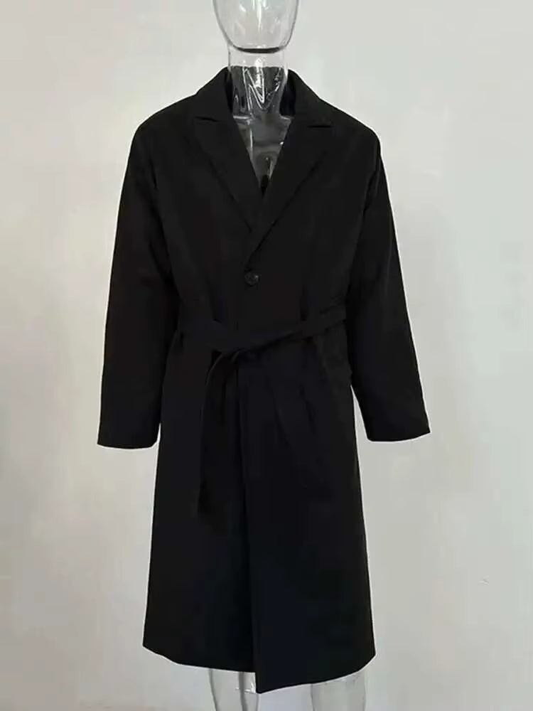 Wool Blend Overcoat | Men Peacoat | Loose Fit Single Breasted Korean Style Autumn Coat | Steven & Levon