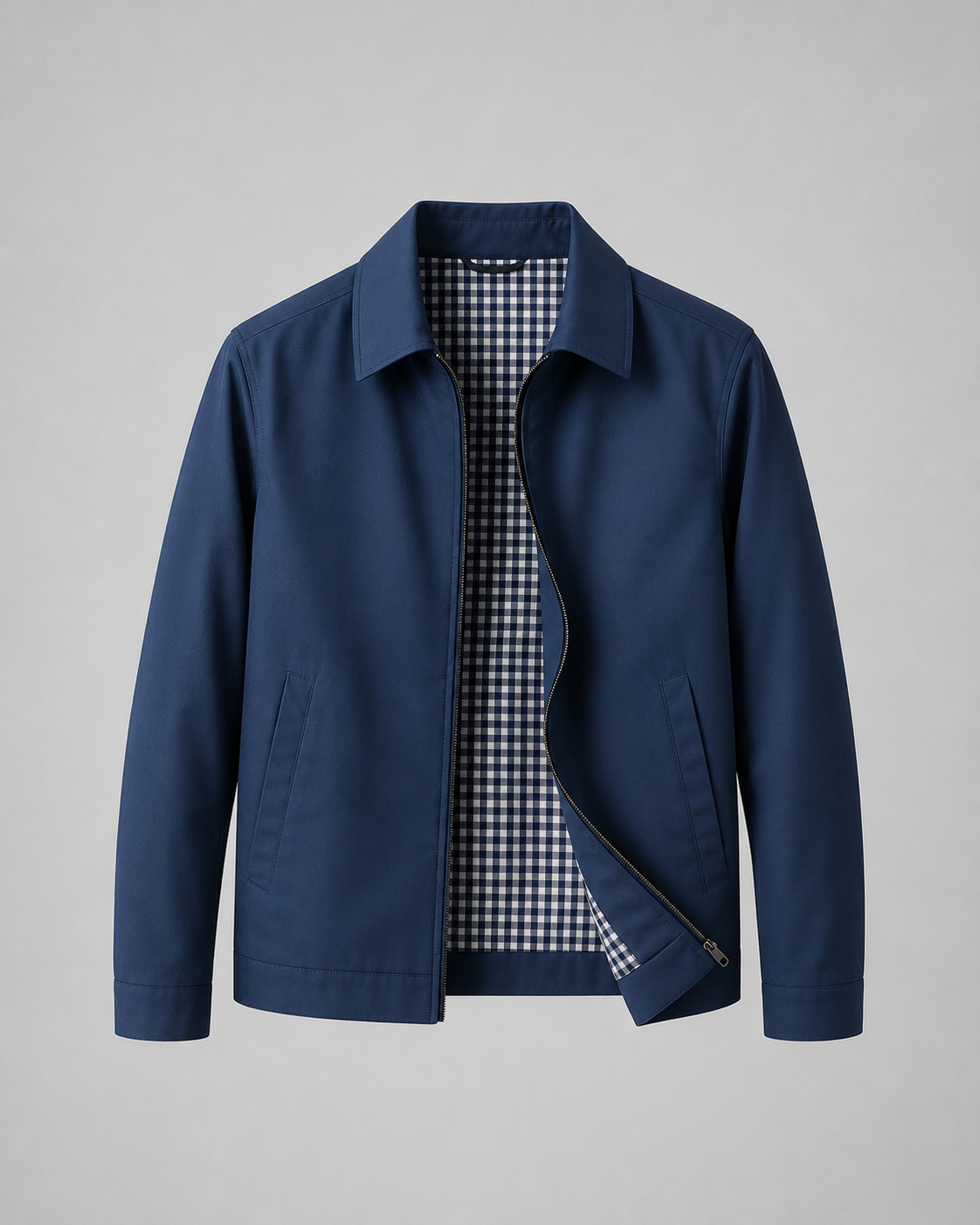 Men's Harrington Jacket | Lightweight | Check Lining | Zip Front | Smart Casual Outerwear | Steven & Levon