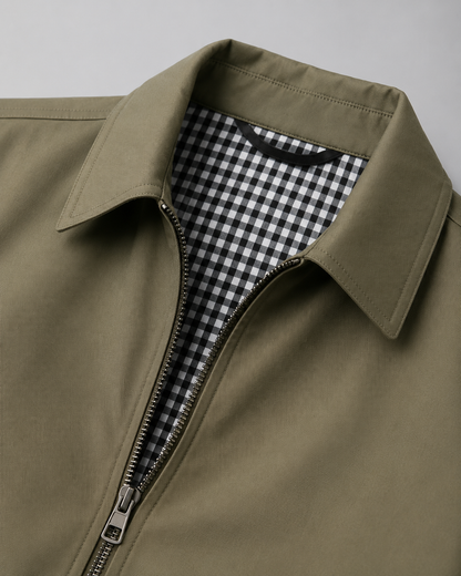 Men's Harrington Jacket | Lightweight | Check Lining | Zip Front | Smart Casual Outerwear | Steven & Levon