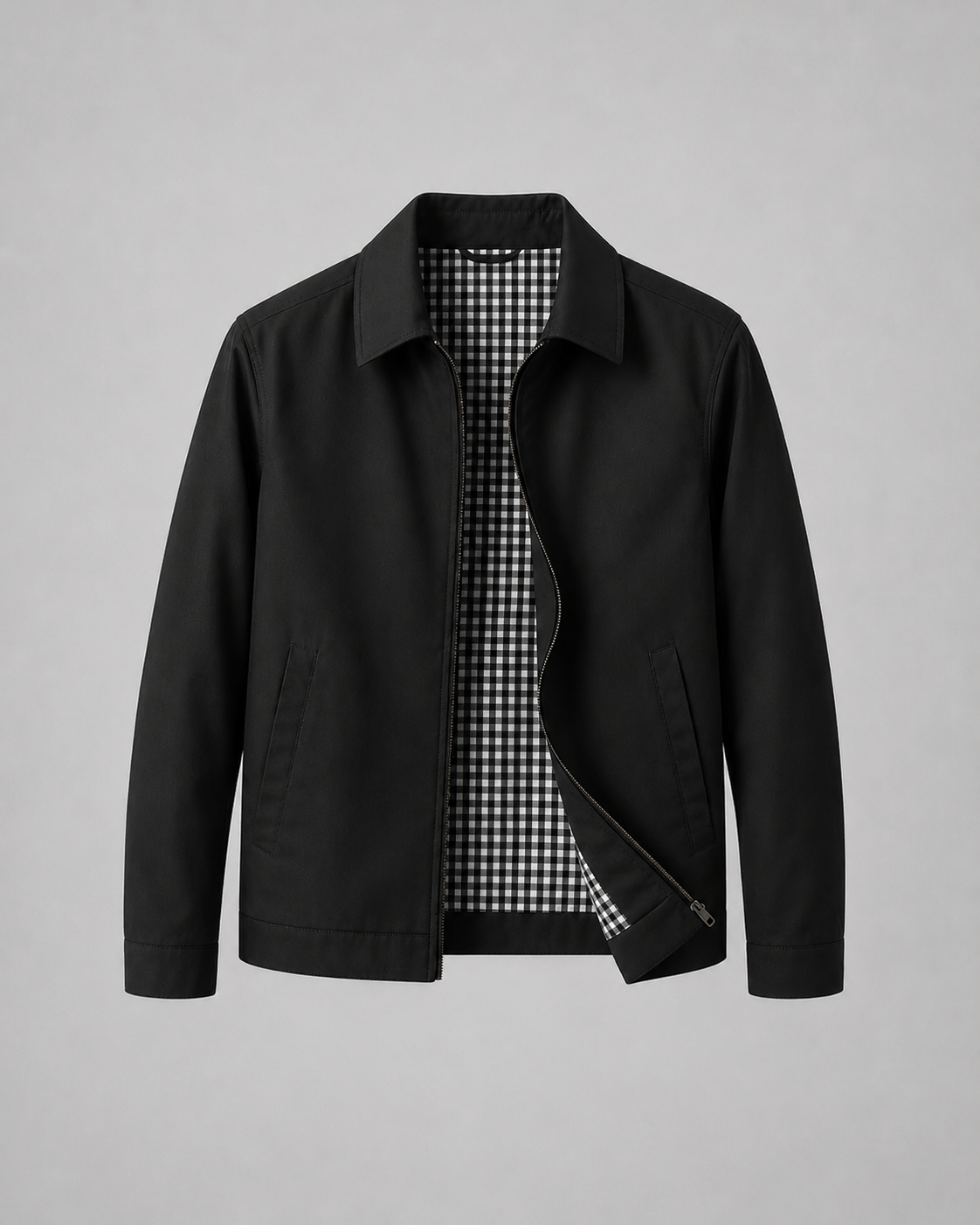 Men's Harrington Jacket | Lightweight | Check Lining | Zip Front | Smart Casual Outerwear | Steven & Levon