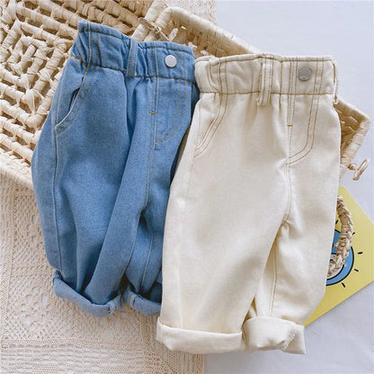 Kids High Waist Jeans | Boys & Girls | Loose Fit | Casual Denim Pants | Steven & Levon