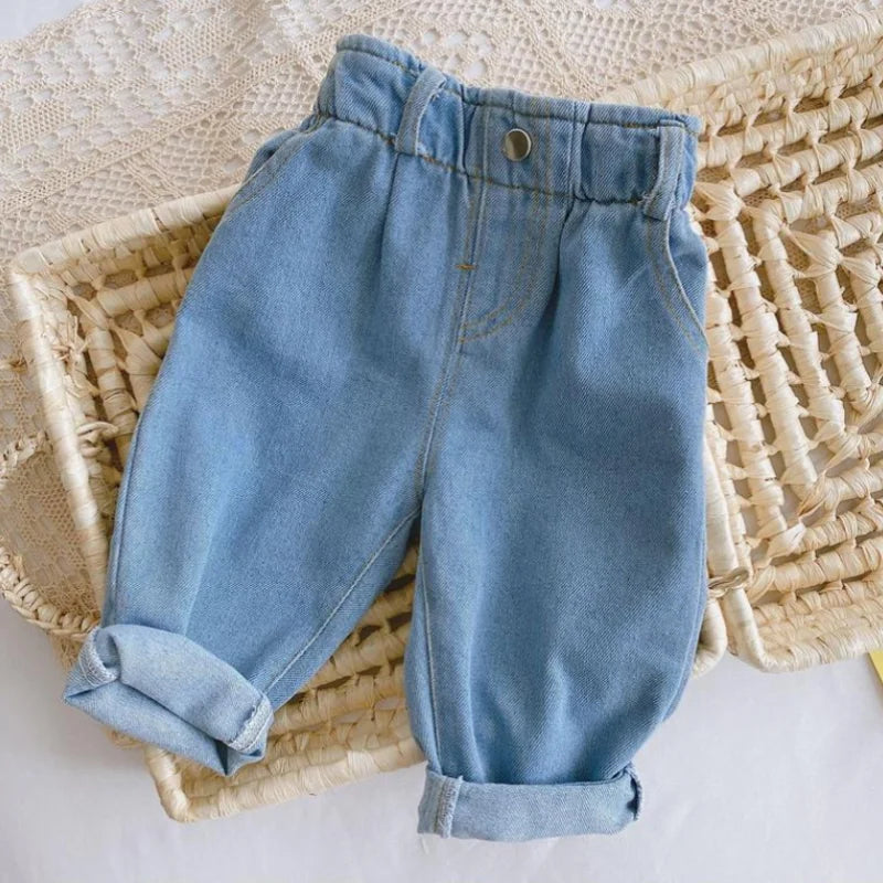 Kids High Waist Jeans | Boys & Girls | Loose Fit | Casual Denim Pants | Steven & Levon