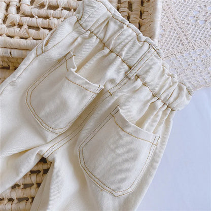 Kids High Waist Jeans | Boys & Girls | Loose Fit | Casual Denim Pants | Steven & Levon