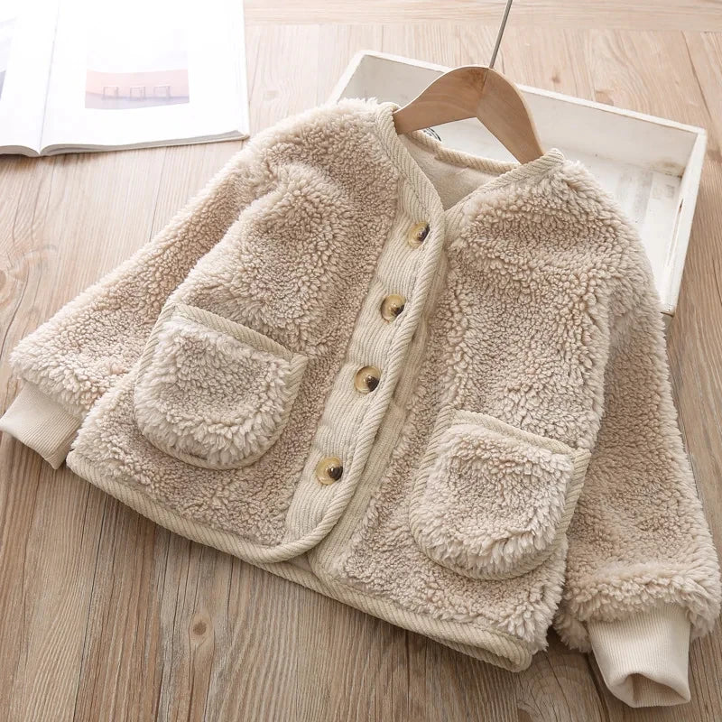Kids Teddy Fleece Jacket | Boys & Girls | Button Front | Plush Winter Coat | Warm Outerwear | Steven & Levon