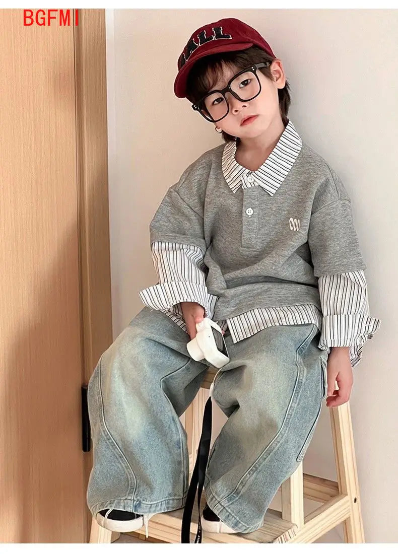 Kids Wide Leg Cargo Jeans | Boys & Girls | Loose Fit | Denim Trousers | Casual | Steven & Levon