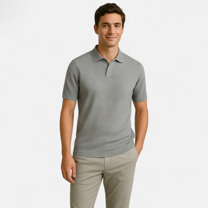 Men’s Knit Polo Shirt | Men | Short Sleeve Casual | Soft Knit Smart Casual Top | Steven & Levon