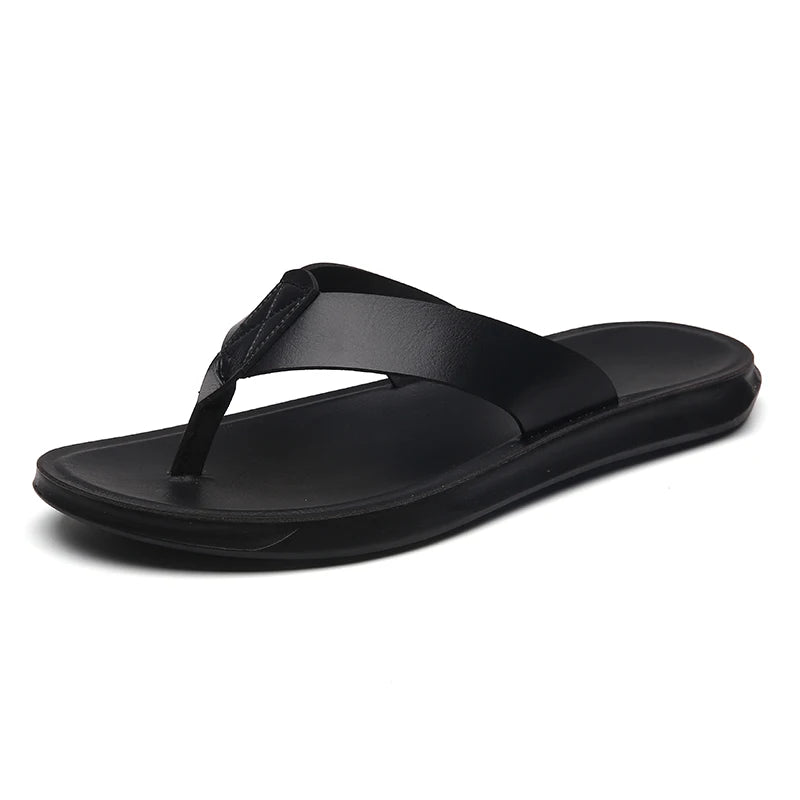 Men's Genuine Leather Flip Flops | Handmade Thong Sandals | Breathable Casual Summer Slippers | Steven & Levon