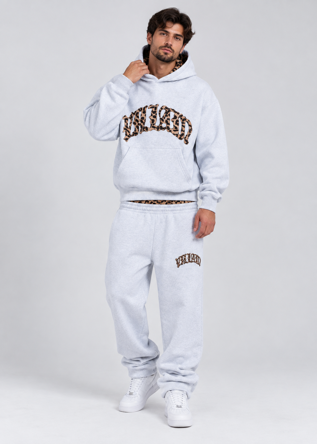 Unisex Tracksuit | Leopard Embroidered Hoodie | Casual Sweatpants Two Piece Set | Steven & Levon