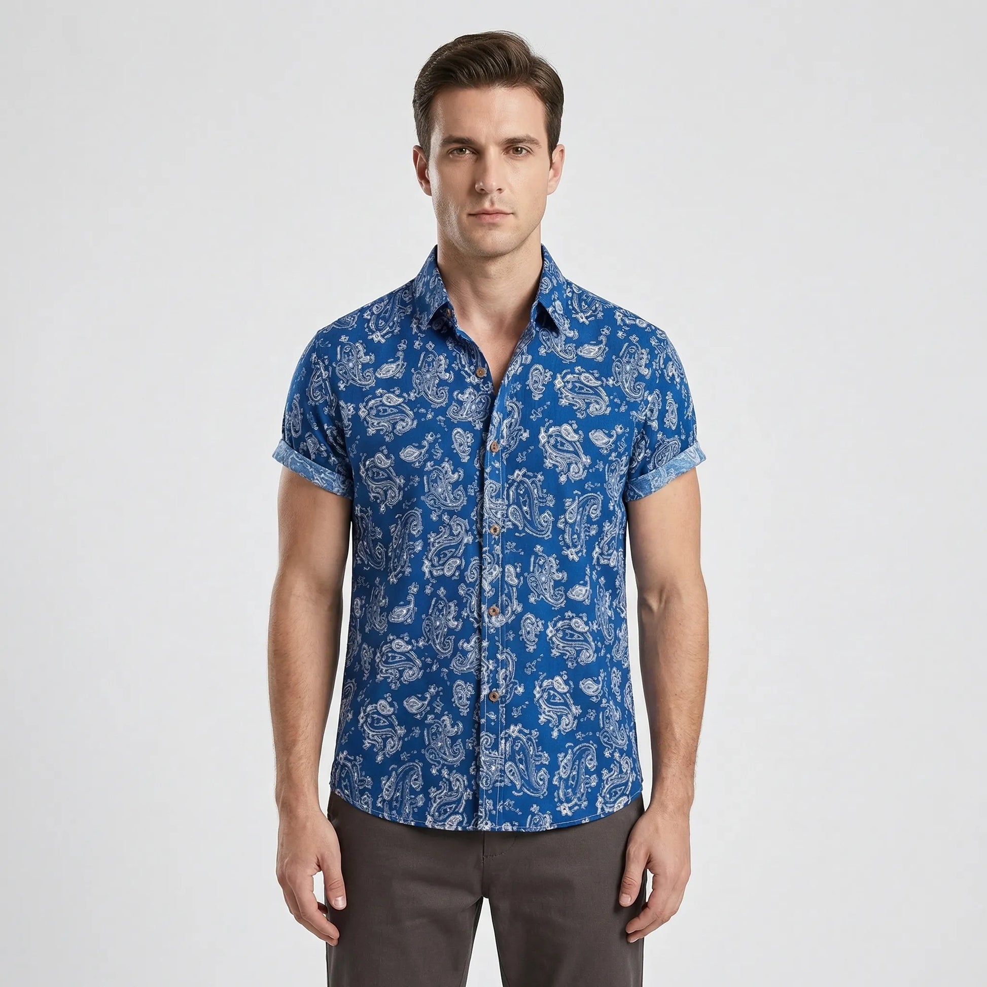 Leoprino - Short Sleeve Leopard Print Shirt  Casual Beach Outings