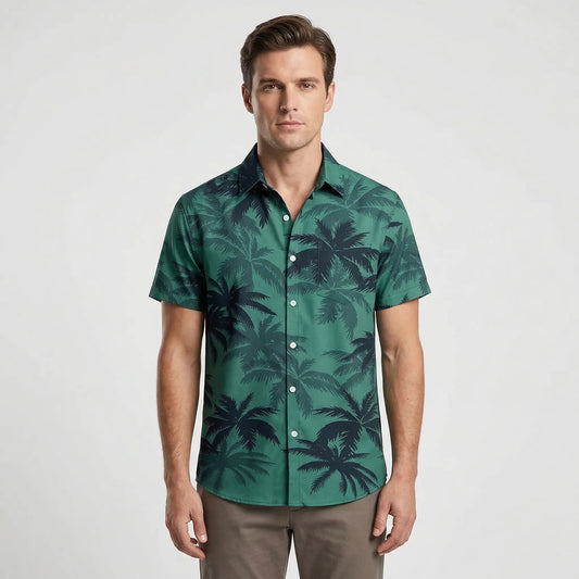 Leoprino - Short Sleeve Leopard Print Shirt  Casual Beach Outings