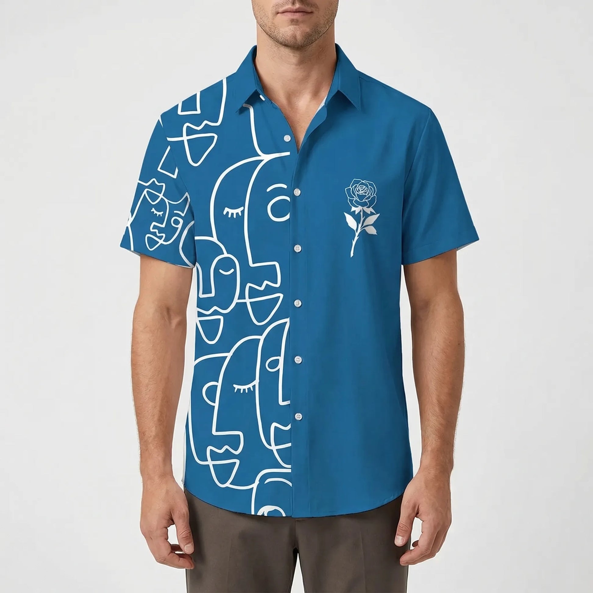 Leoprino - Short Sleeve Leopard Print Shirt  Casual Beach Outings