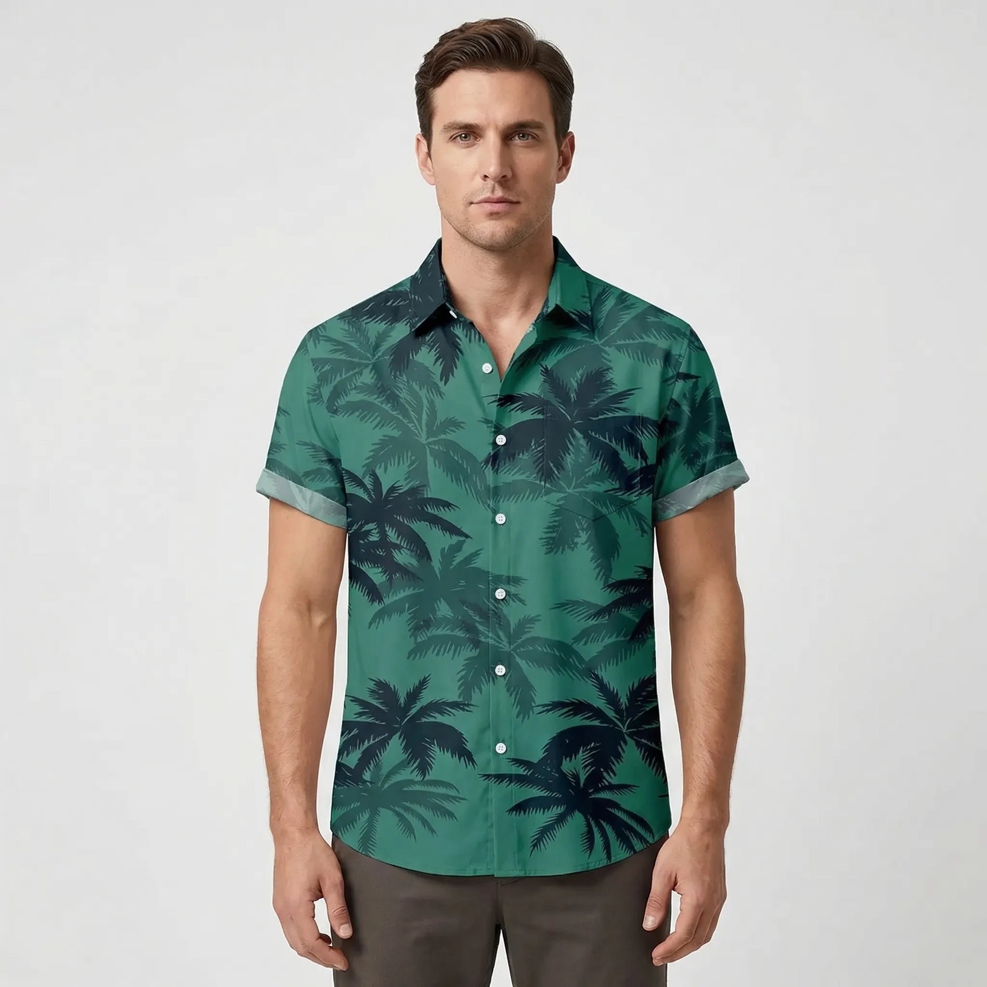 Leoprino - Short Sleeve Leopard Print Shirt  Casual Beach Outings