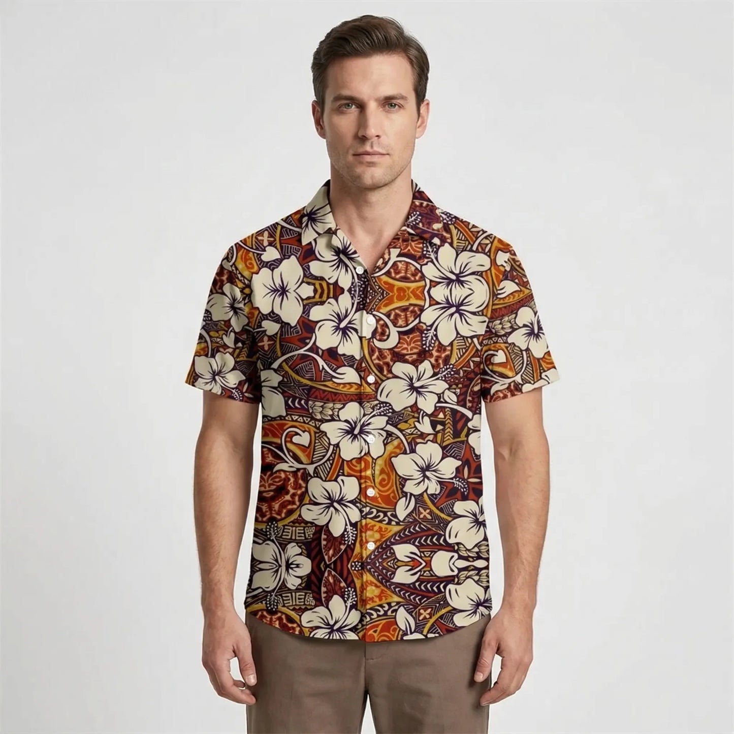 Leoprino - Short Sleeve Leopard Print Shirt  Casual Beach Outings