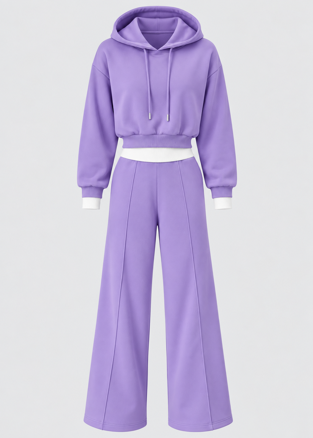 2-Piece Hooded Set | Women | Polyester | Wide-Leg Trousers | Casual Comfort | Steven & Levon