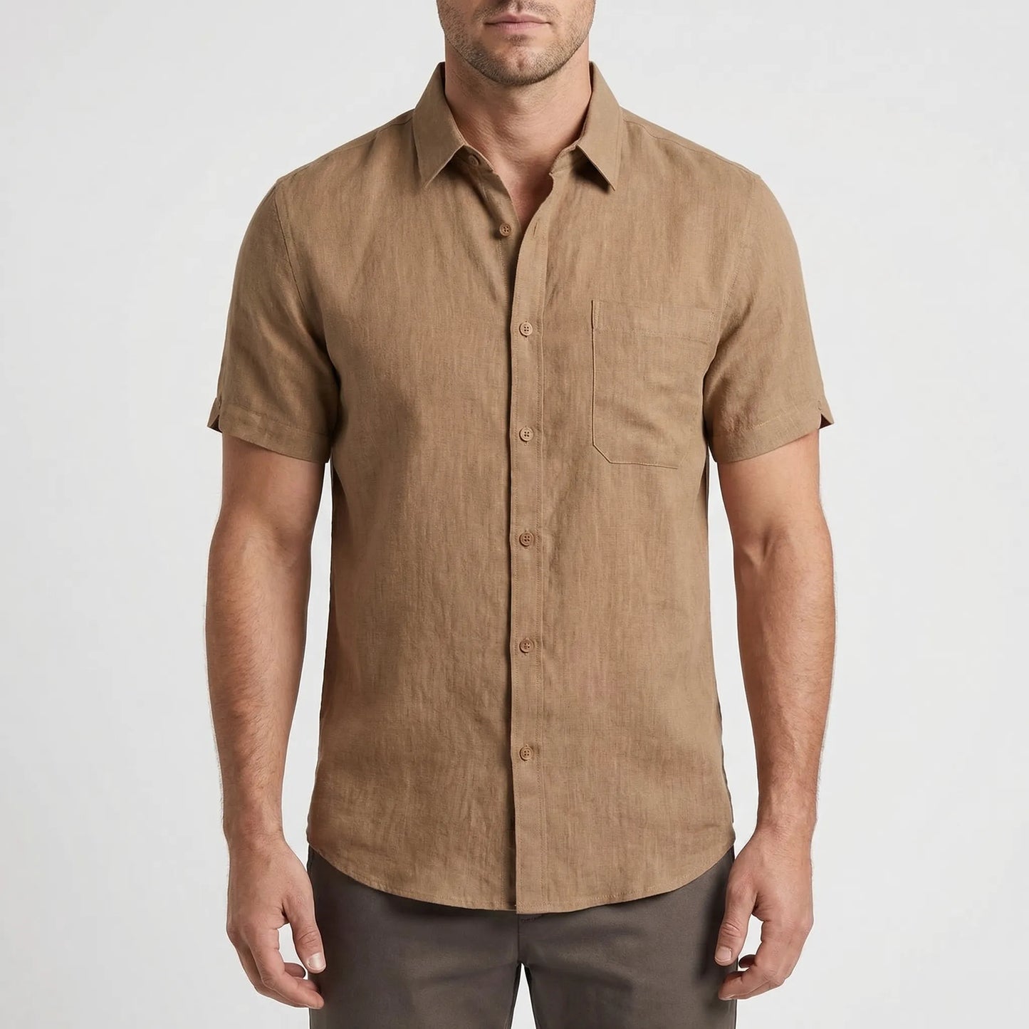 Linaro - Short Sleeve Turn-Down Collar Shirt  Casual Weekend Wear