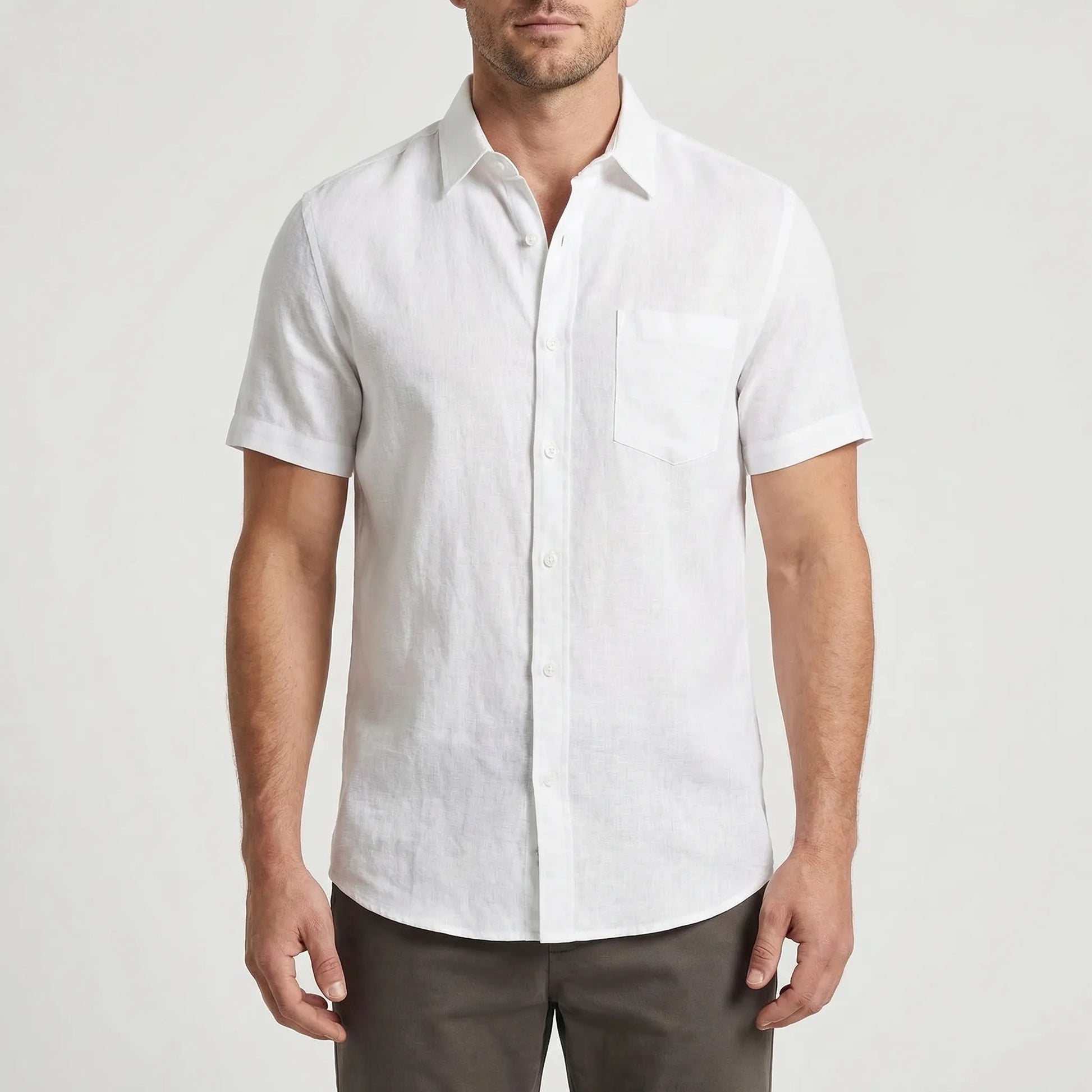 Linaro - Short Sleeve Turn-Down Collar Shirt  Casual Weekend Wear