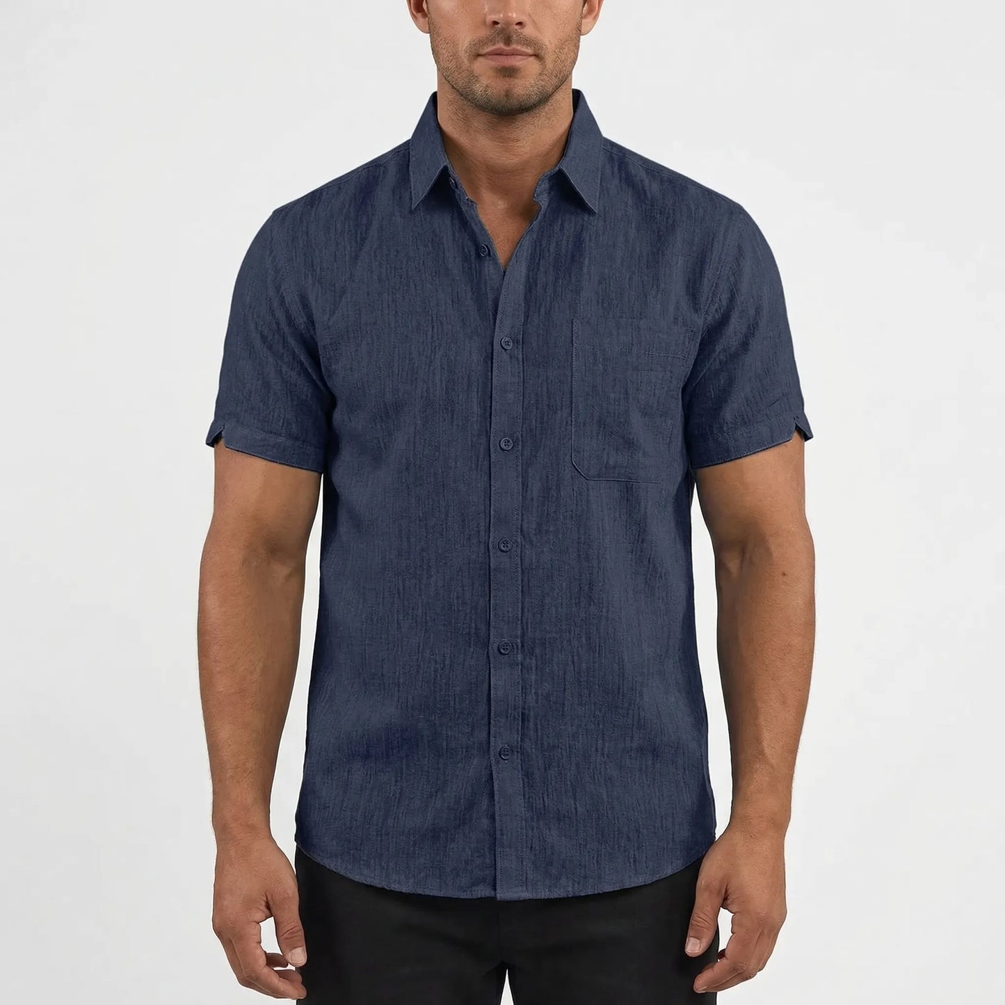 Linaro - Short Sleeve Turn-Down Collar Shirt  Casual Weekend Wear