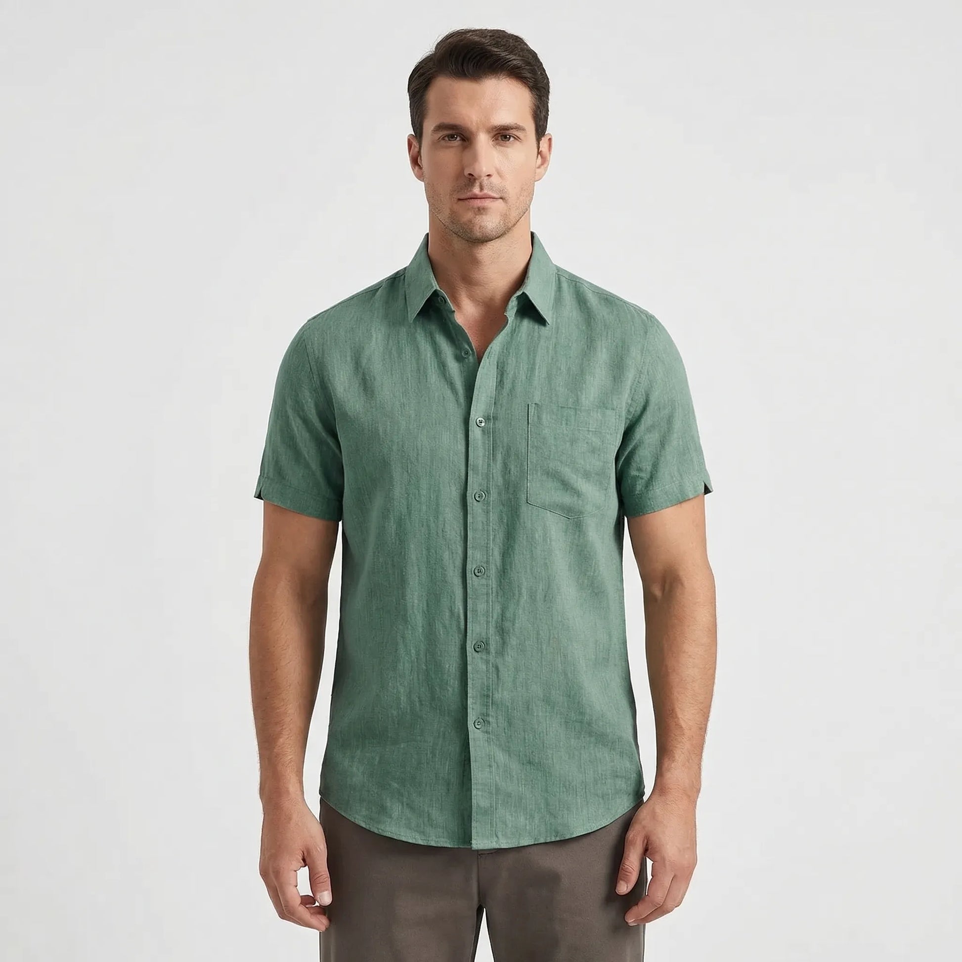 Linaro - Short Sleeve Turn-Down Collar Shirt  Casual Weekend Wear