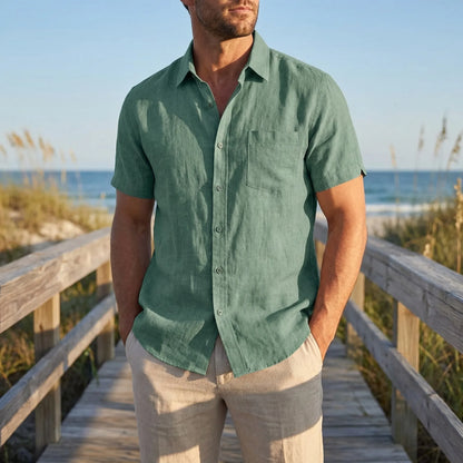 Linaro - Short Sleeve Turn-Down Collar Shirt  Casual Weekend Wear