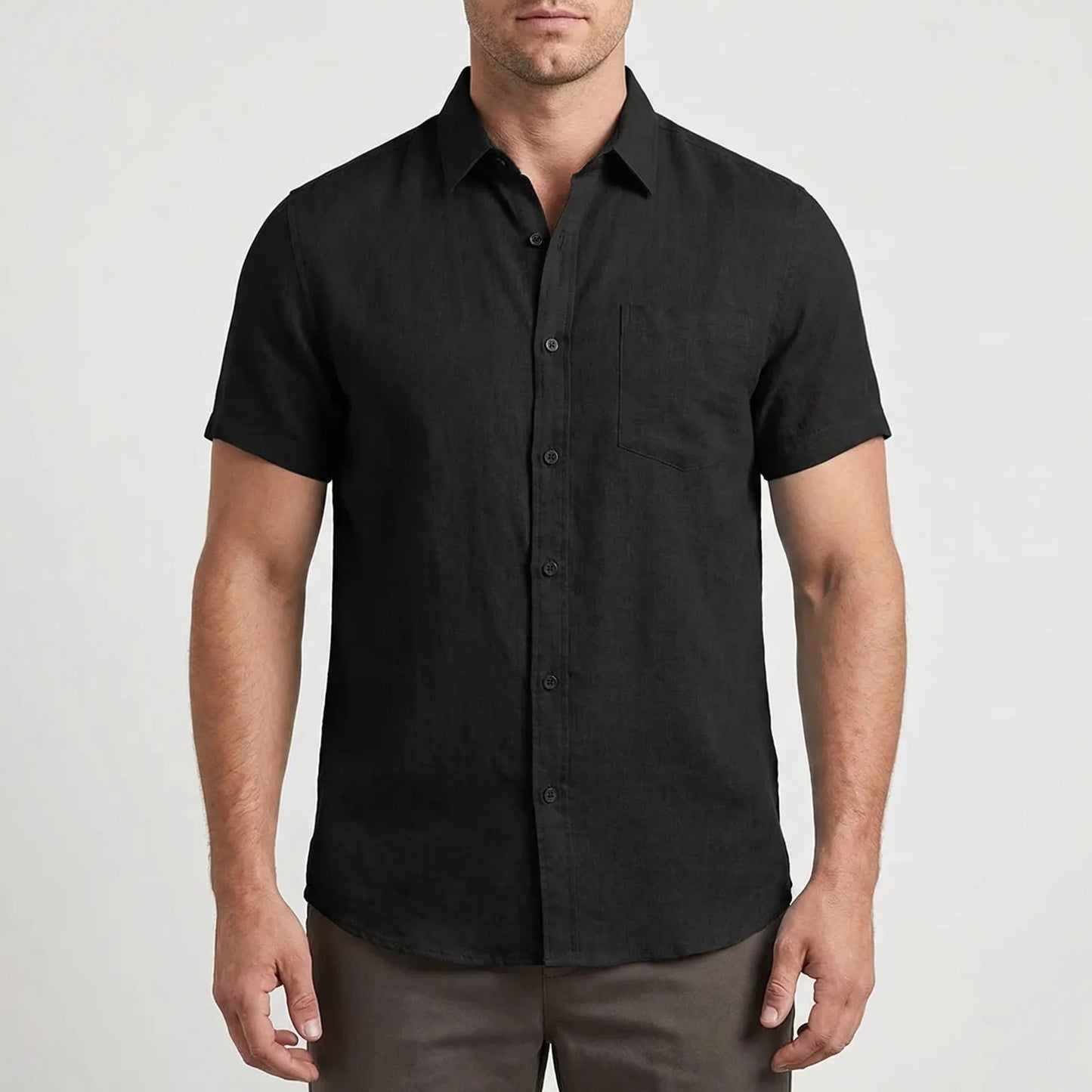Linaro - Short Sleeve Turn-Down Collar Shirt  Casual Weekend Wear