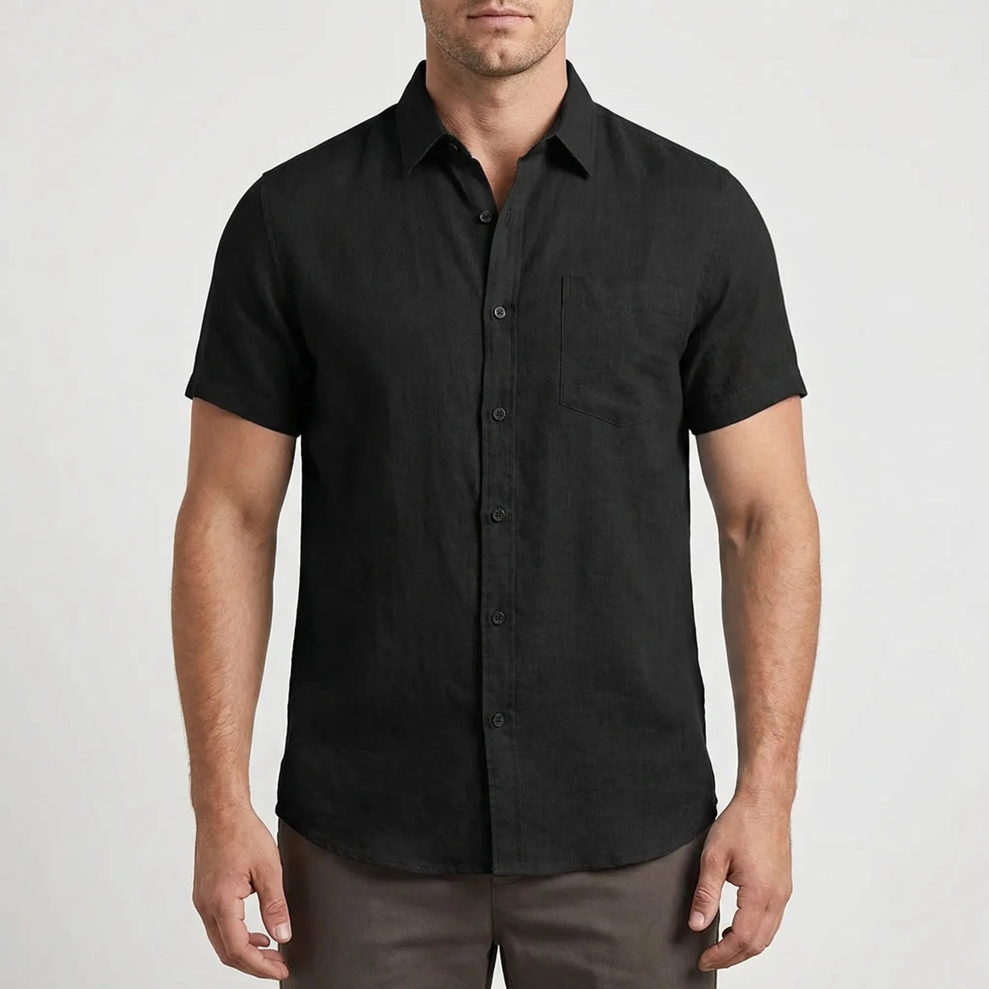 Linaro - Short Sleeve Turn-Down Collar Shirt  Casual Weekend Wear