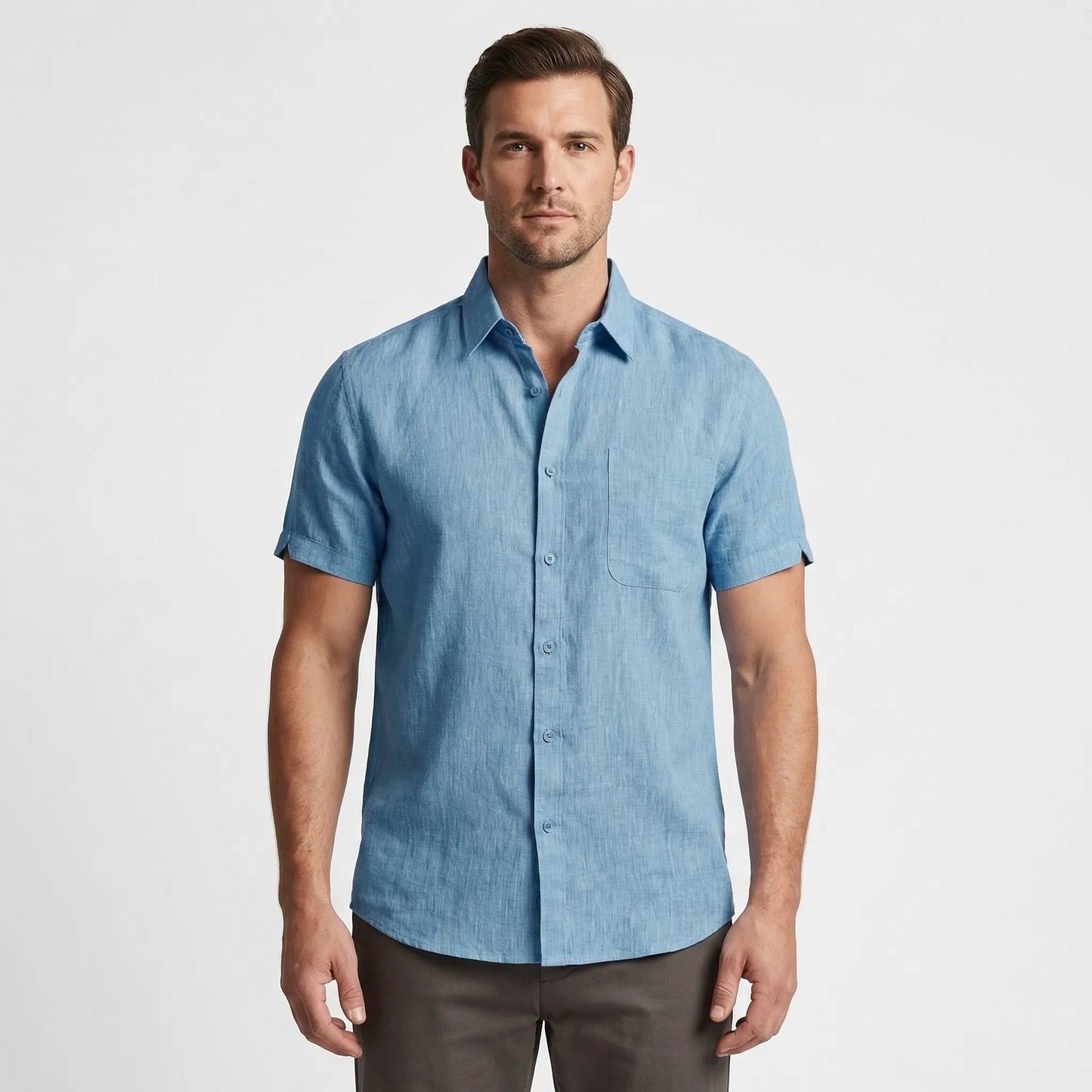 Linaro - Short Sleeve Turn-Down Collar Shirt  Casual Weekend Wear
